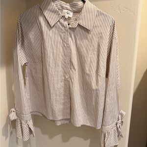 Able Striped Button Down Shirt - White and Brown